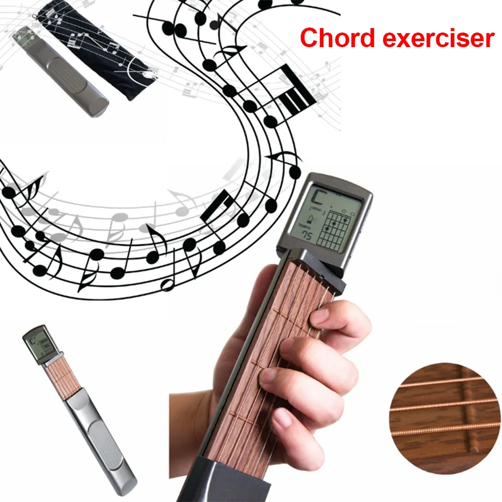 

Digital Handy Guitar Chord Trainer Mini 6 Fret Portable Practice Tool Rotatable Screen for Beginner FH99