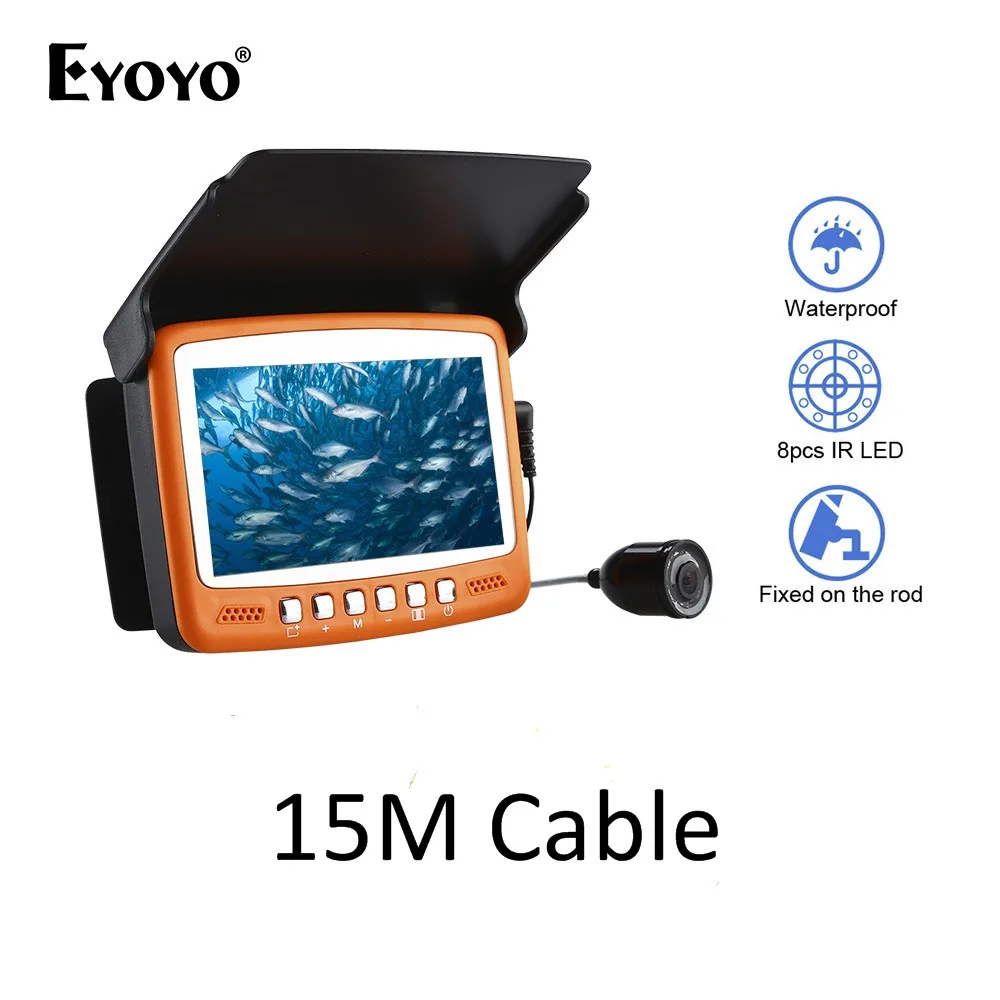 Eyoyo العلامة التجارية جديد 15 متر 1000TVL صياد السمك 4.3 \