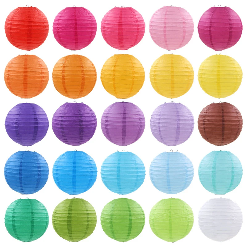 

VOILEY 5pc 15 20cm Paper Lampion Ball Spring Festival Lantern Diy Craft Gift Paper Lantern for Party Wedding Favors Decoration,B