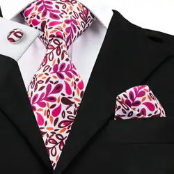 SN-1244 новые модные красные цветочные галстуки высокого качества шелковые Gravatas Hanky набор запонок новый бренд Hi-Tie Corbatas для мужчин