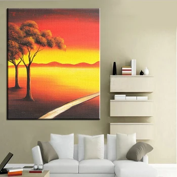 

Arthyx Hand Painted Wall Art Home Decor Modern Landscape Oil Paintings On Canvas Wall Painting Picture For Living Room No Framed