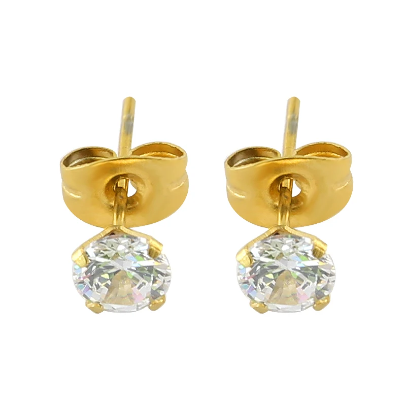 Buy Charming Gold Color Pin Ears Piercing Round Cubic