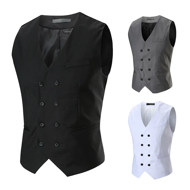 

M-XXL New Dress Vests For Men Slim Fit Mens Suit Vest Male Waistcoat Gilet Homme Casual Sleeveless Formal Business Jacket