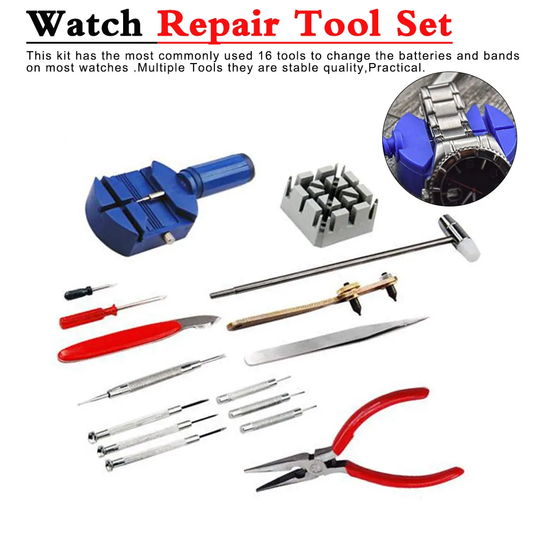 

Professional Watch Tools Watch Opener Link Pin Remover Pry Screwdriver Watch Repair Tools Kit Clock Watch Parts Toolbox