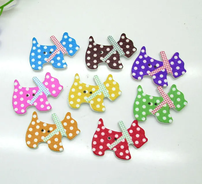 

50pcs 21x28mm MixedCute Dot Pet Dog Wooden Buttons For Clothes Crafts Sewing Decorative Needlework Scrapbooking DIY Accessories