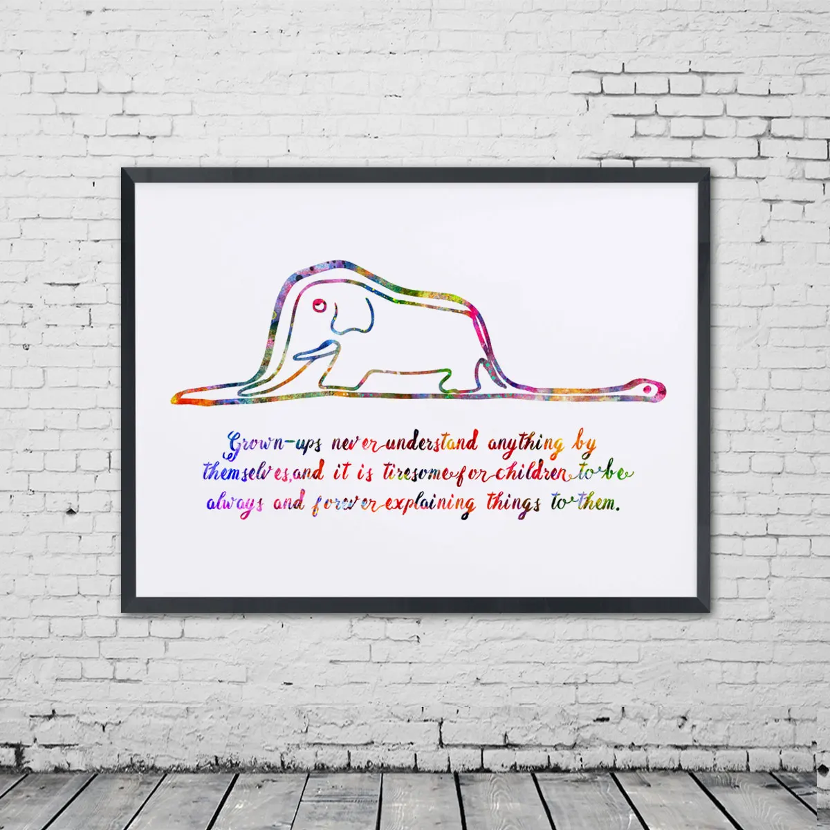 

The Little Prince Art Paint Print Bob and Elephant Nursery Watercolor Quotes Wall Decor Pictures Art Print Home Decor Z180