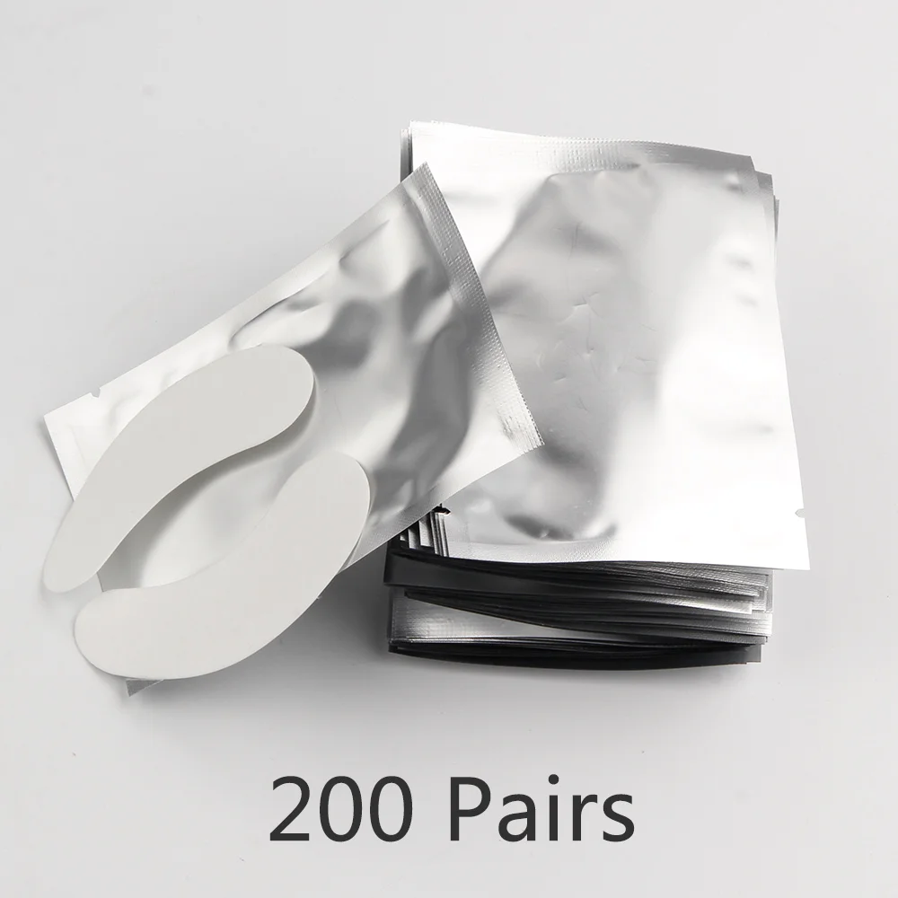 Silver 200pairs 200 пар бумажные накладки для наращивания ресниц прививочные глазные наклейки для ресниц под глазные накладки кончики ресниц стикеры косметические обертки инструменты - Цвет: Silver 200pairs
