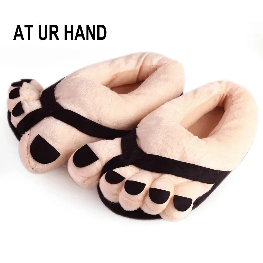 

AT UR HAND Women Winter Indoor slippers Toe Big Feet Warm Soft Plush Slippers non-slip Shoes Funny house Slipper Home Shoes