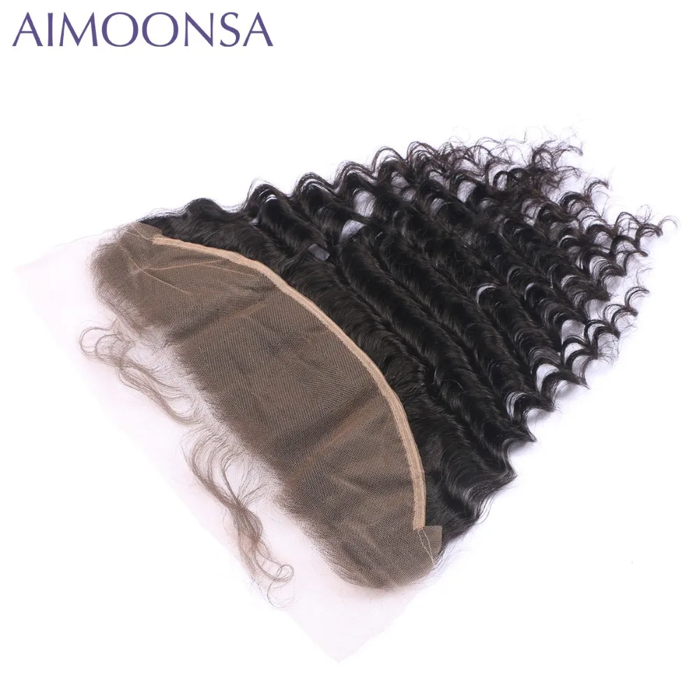 Deep Wave Brazilian Hair Frontal Lace Frontal Hair Remy Human Hair Free Shipping Natural Color 10\