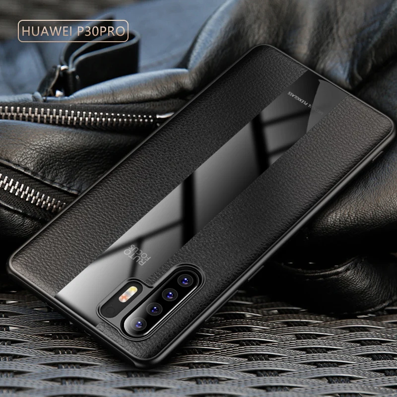 For Huawei P30 Pro Case Luxury Leather Soft Silicone Plexiglass Protect Back Cover for huawei p30 p30pro full cover shell | Мобильные