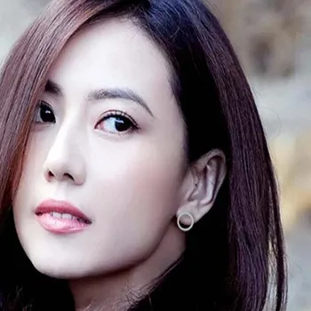 

Stylish zircon simple geometric elements five-pointed star stud earrings