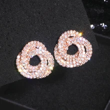 Модные геометрические круглые Кристальные серьги-гвоздики для женщин золотого цвета, большие серьги, ювелирные изделия для свадебной вечеринки, аксессуары Brincos WX214
