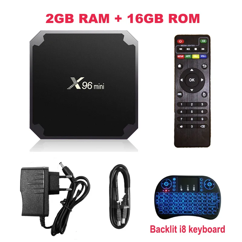 X96mini Android 7,1X96 Мини Смарт ТВ приставка android TV wifi приставка S905W четырехъядерный процессор поддержка 2,4G беспроводной WIFI медиа приставка телеприставка - Цвет: 2GB 16GB Keyboard