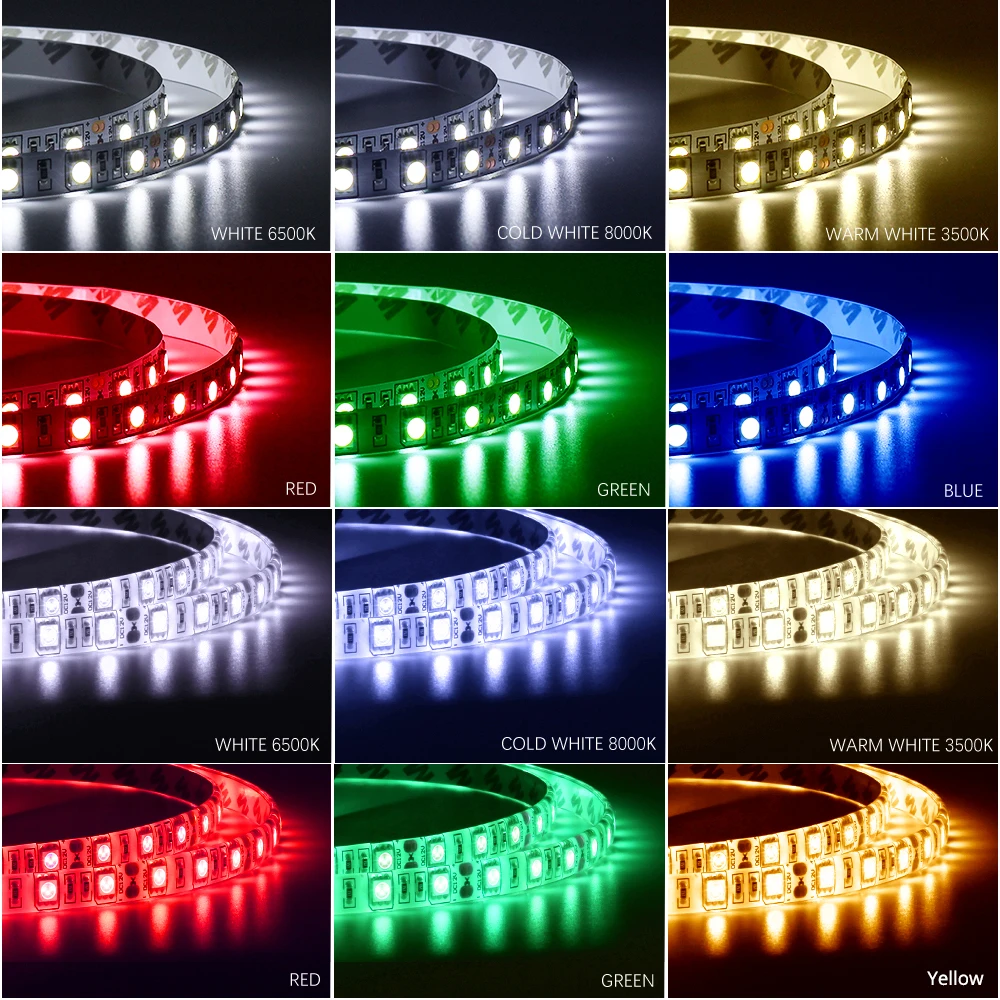 DC12V Светодиодная лента 5050 fiexible светильник 60Led/m белый теплый холодный RGB