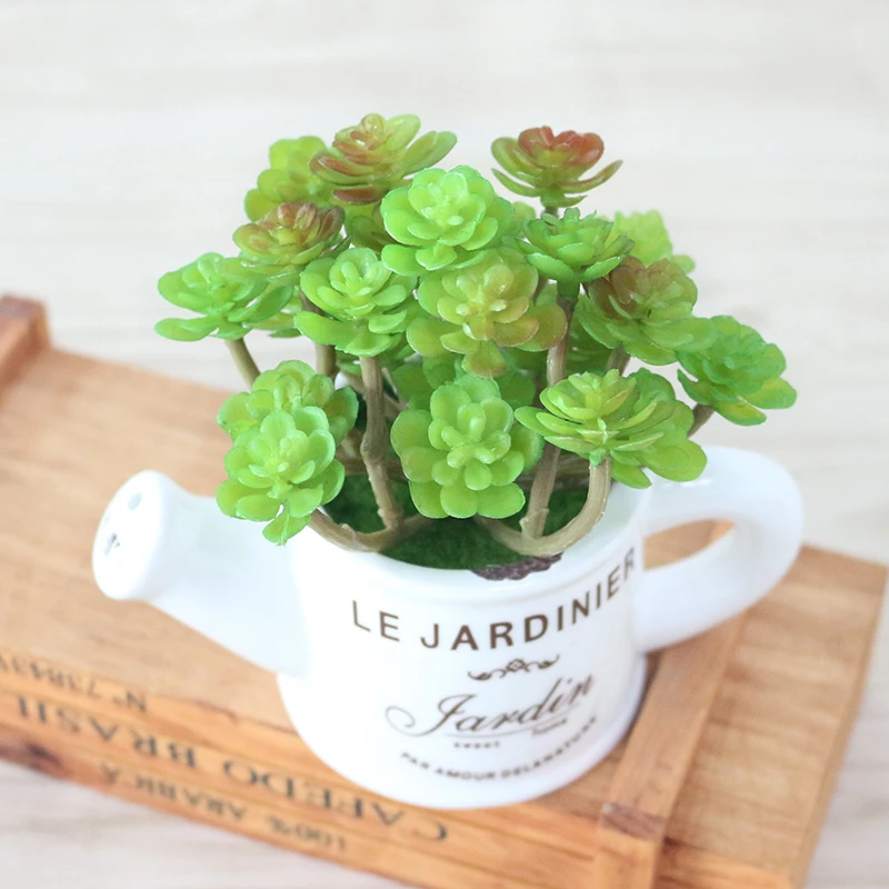 artificial plastic flowers with Ceramics vase cute artificial flower set home decoration for wedding flowers decoration (40)