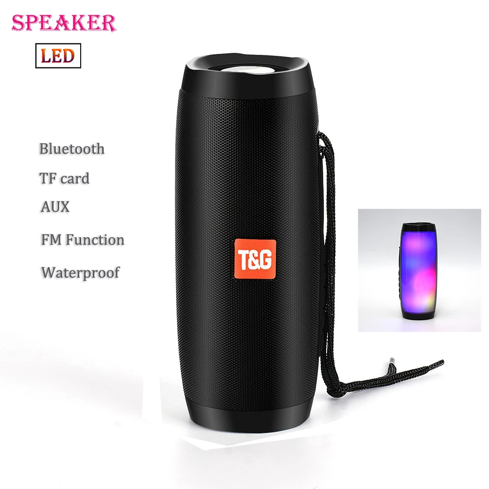 

Portable LED Speaker Waterproof Bluetooth Speaker Wireless Speakers Mini Column Box Loudspeaker FM TF USB For cellphone Computer