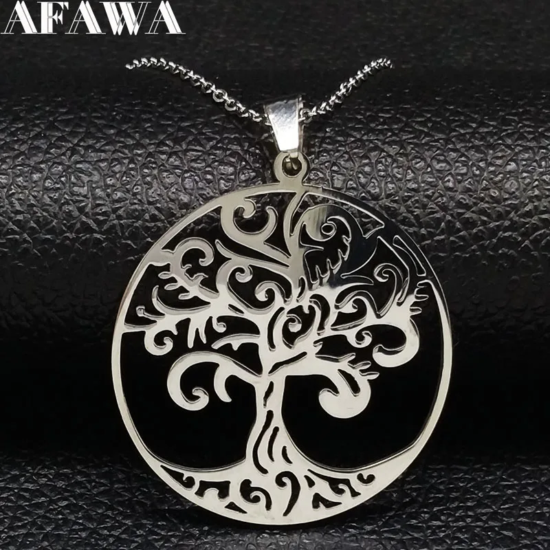 Женское Ожерелье из нержавеющей стали Tree of Life серебряная цепочка на шею