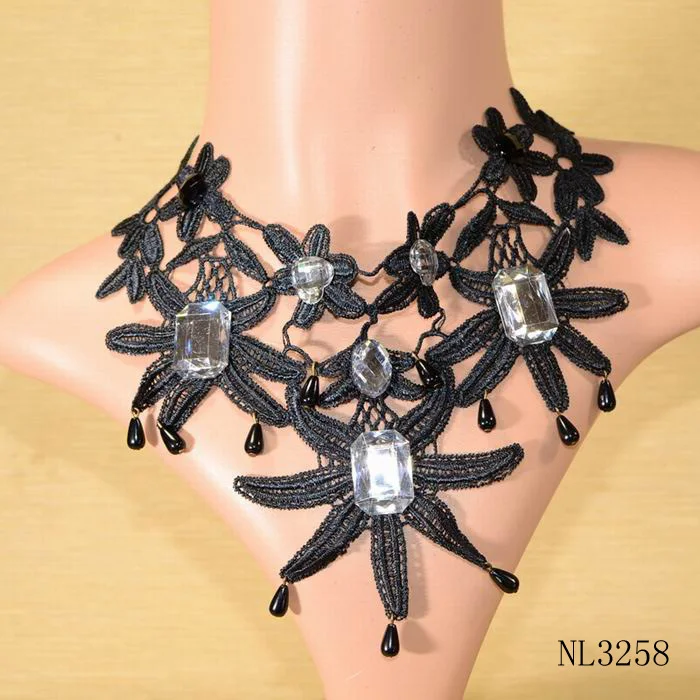 Новинка, модное массивное ожерелье с подвеской в виде цветка, Панк чокер, воротник, ожерелье, сексуальное кружевное ювелирное изделие для женщин - Окраска металла: NL3258