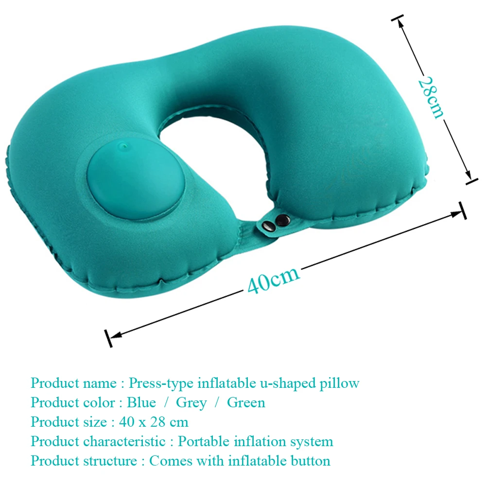 U-образная дорожная подушка для шеи, портативная надувная Автомобильная подушка пуш-типа, Мягкая надувная подушка для отдыха, сна для путешествий, дома, офиса, самолета