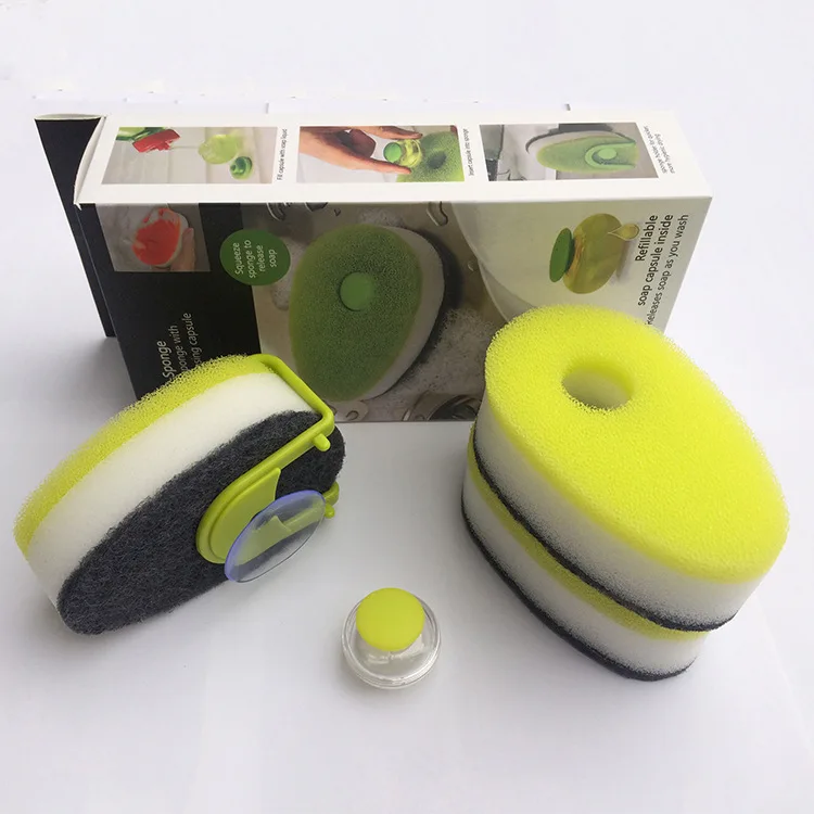 

SOAPY SPONGE SCOURING SPONGE SOAP DISPENSING CAPSULE