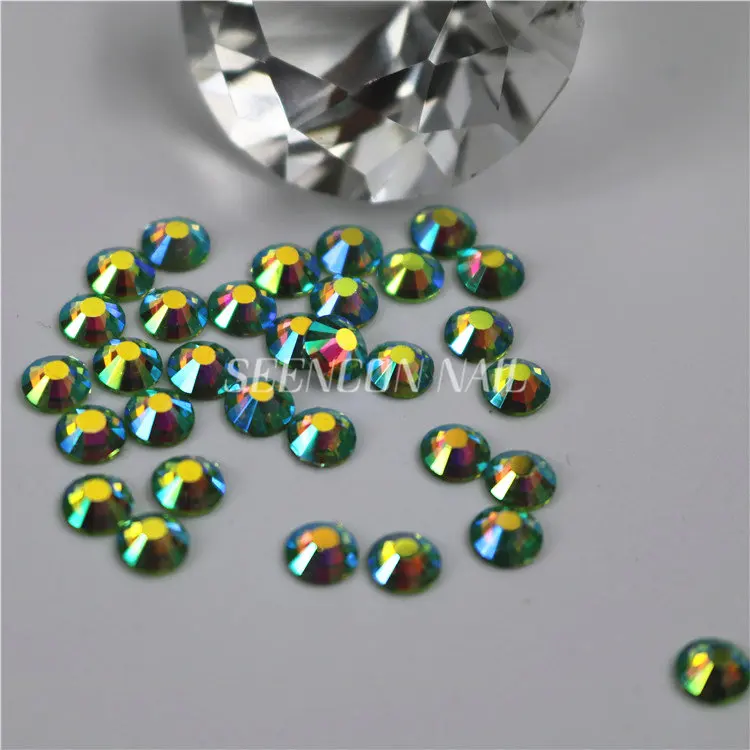 New 1440pcs/lot hot Light Green AB flatback non-hotfix glue-on loose glitter rhinestone for nail art decoration nail crystals 4