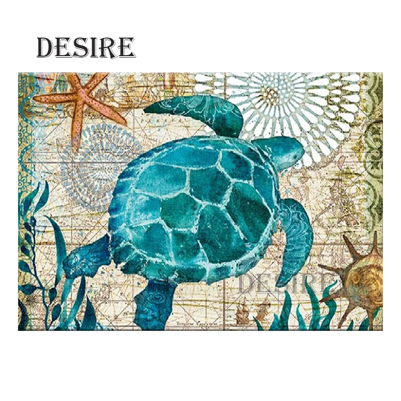

Desire Diamond Painting Cross Stitch Blue Sea Turtle 5D DIY Diamond Embroidery Needlework Full Square Mosaic Home Decor PT2652