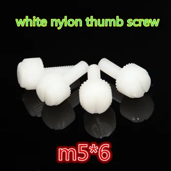 

200pcs m5*6 PA66 white nylon slotted knurled head computer / PC hand tighten screw twist screw thumb screw / tornillos