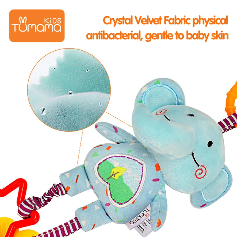 Tumama Baby Rattles 4pcs/set Plush Animal Hanging Mobiles Baby Toys Antibiosis No dropping Educational Toys For Newborn Kids Toy