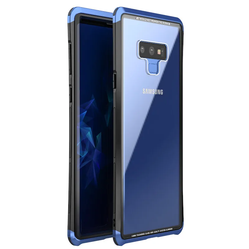 LUPHIE тонкий жесткий чехол для samsung Note 9 модные босоножки из прозрачного закаленного Стекло+ PC+ металлическая крышка для samsung Galaxy Note9 S9 плюс