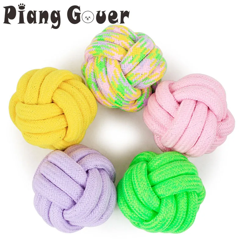 

6cm/7.5cm Candy Color Weaving Rope Ball Dog Toy Chew Pet Balls Toys