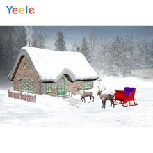 Yeele Vinyl Christmas Tree Snow House Elk Birthday Party Photography Backdrop Customized Photographic Background Photo Studio sjoloon christmas photography backdrops christmas tree photographic background snow photo backdrop fond photo studio vinyl props