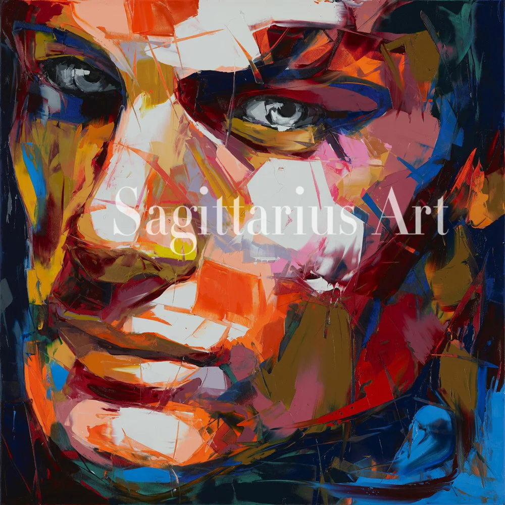

Hand Painted Cool Face Art Francoise Nielly Designer Palette knife Untitled 123 Oil painting canvas Bedroom hallway Wall Decor