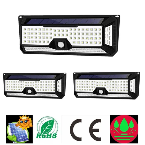 Jardim à Prova Solares ao ar Sensor de Movimento Led para Exterior Solar Nova Ip65 Dwaterproof Água Luzes Livre Pir Lâmpada Lampada 136 Led Luz