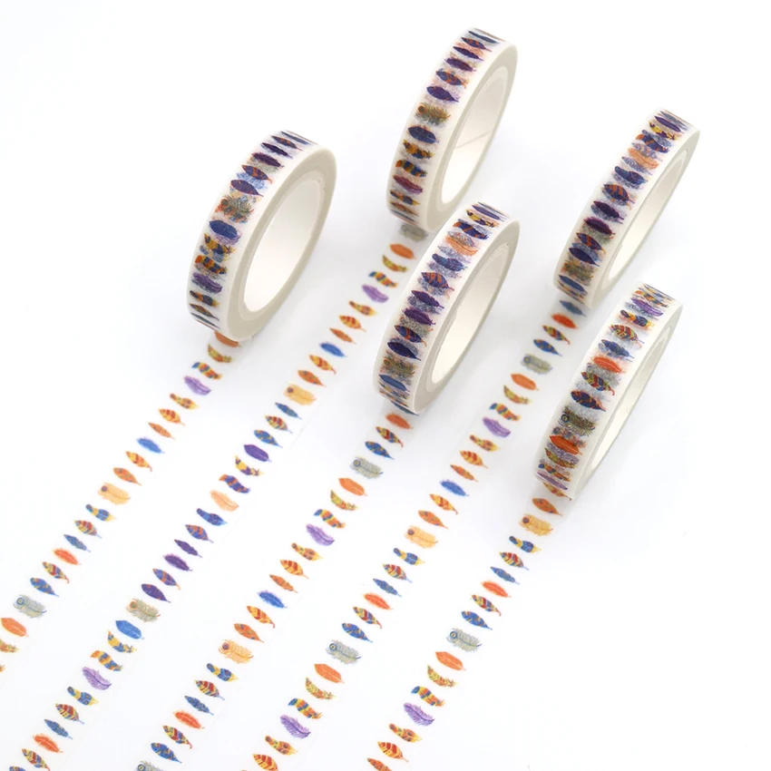 

1 PCS Colorful Feather Decorative Washi Tape DIY Scrapbooking Masking Tape School Office Supply Escolar Papelaria