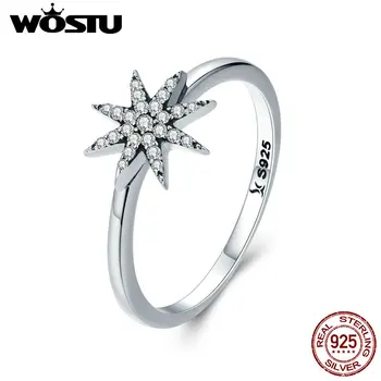 

WOSTU Authentic 925 Sterling Silver Sparkling Star Finger Ring for Women Luxury Brand Wedding Jewelry Gift For Girlfriend CQR315