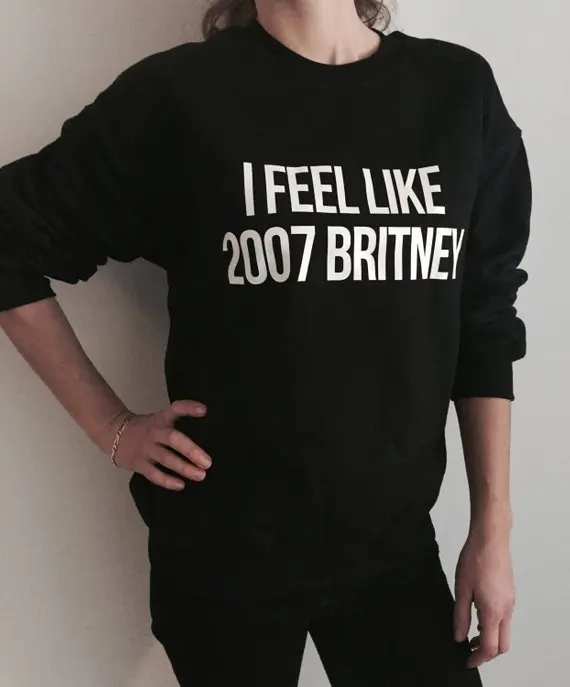 sugarbaby monday mourning sweatshirt ladies womens mummy casual pyjama lounge jumper sweatshirt trends pintrest tumblr jumper Sugarbaby I feel like 2007 Britney sweatshirt gray crewneck Jumper for womens girls  funny saying fashion lazy Outfits drop ship