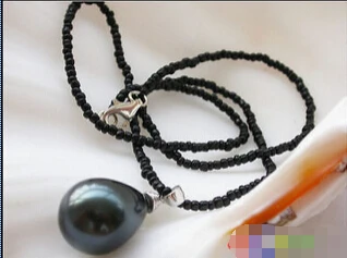 

FREE SHIPPING20MM DRIP BLACK SOUTH SEA SHELL PEARL NECKLACE PENDANT