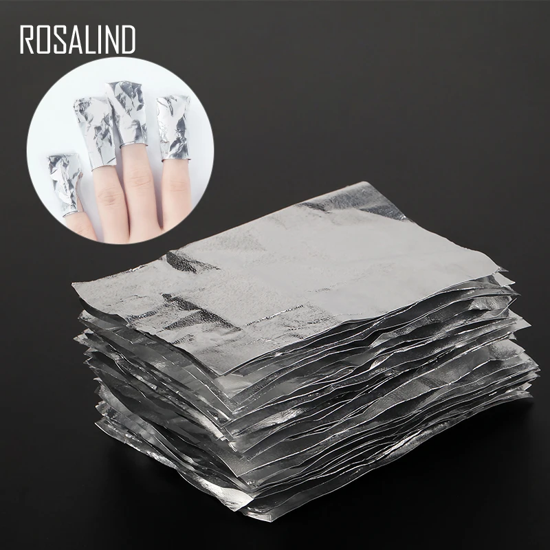 

ROSALIND 50PCS/LOT Aluminium Manicure Lint-Free Wipes Cotton Lint For Nail Art Soak Off Gel Polish Nail Removal Wraps Remover