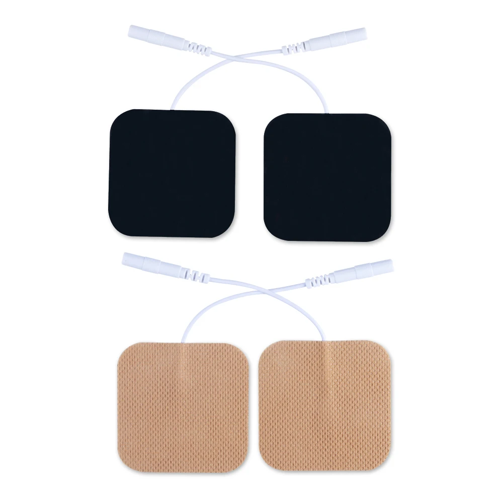 4 Pieces Replacement TENS Unit Electrodes Pads 5*5cm With Plug Hole 2