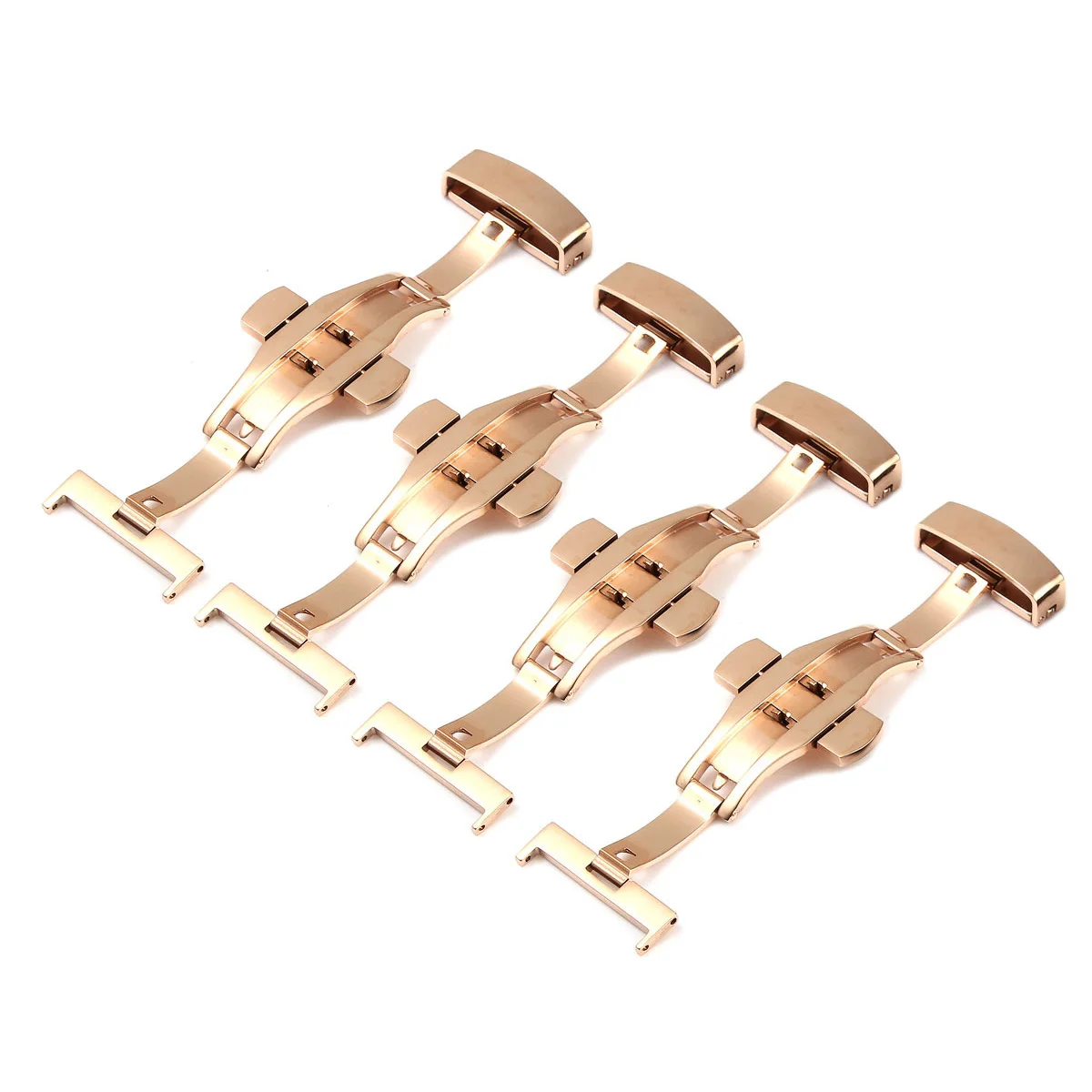 YCYS 18mm Rose Gold Deployment Butterfly Clasp WATCH Buckle Stainless