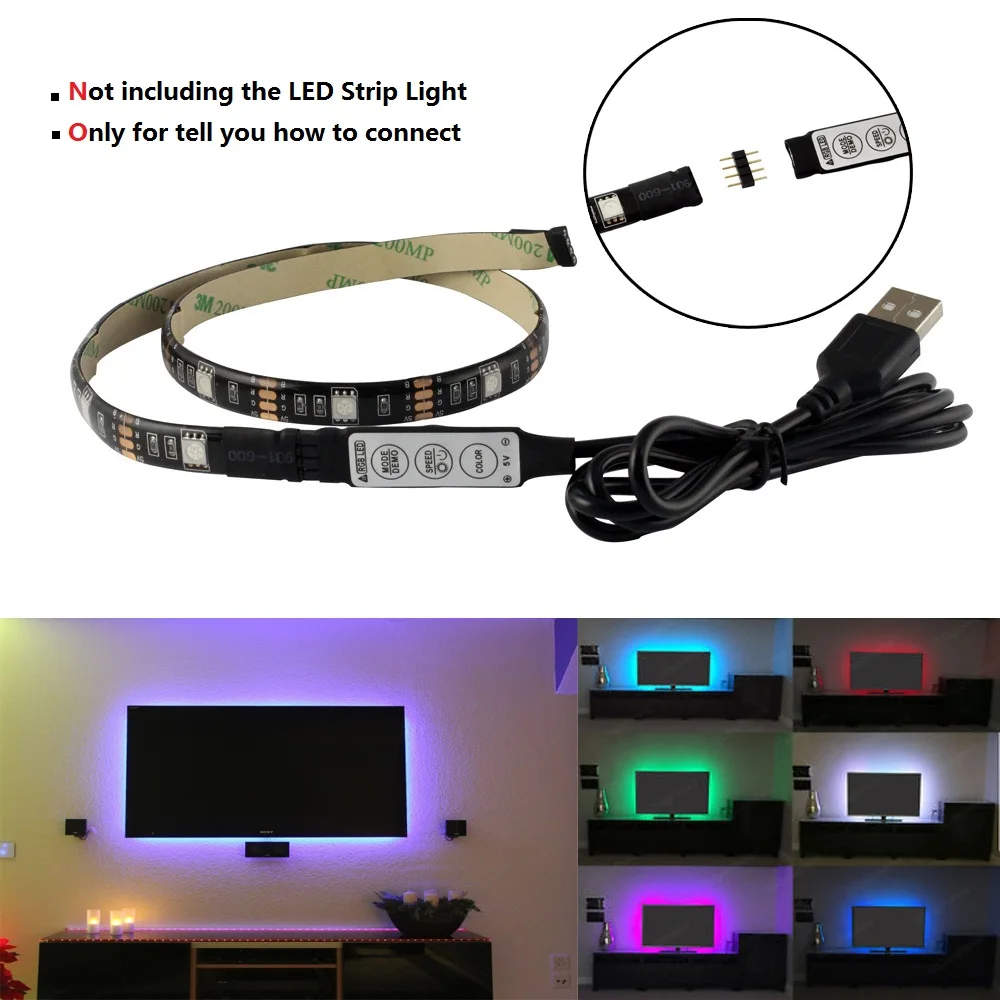 

LED 5V USB RGB Controller Led Dimmer Mini 3 Keys 4 Pin Female Connector USB Cable 5V RGB LED Strip Light Tape Controller USB