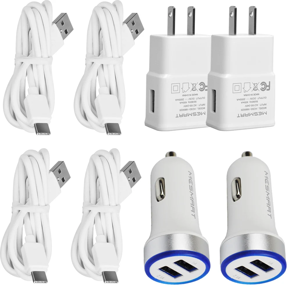 

Fast Cell Phone Dual Auto Car Plug + Wall Charger+ USB Type C Cable For ZTE Blade Z/X Max 3/XL SPARK Zmax Pro Z981