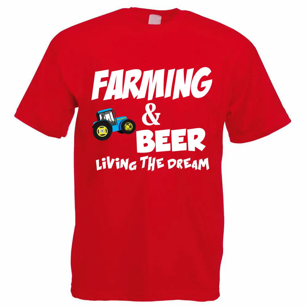 Funny Farming T Shirt FARMING & BEER Farmer / Tractor Humour Dad Gift