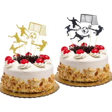 Топперы для торта футбол золотой черный с днем рождения Свадебный кекс Топпер для торта флаги для детского душа декор для выпечки торта DIY вечерние на Рождество