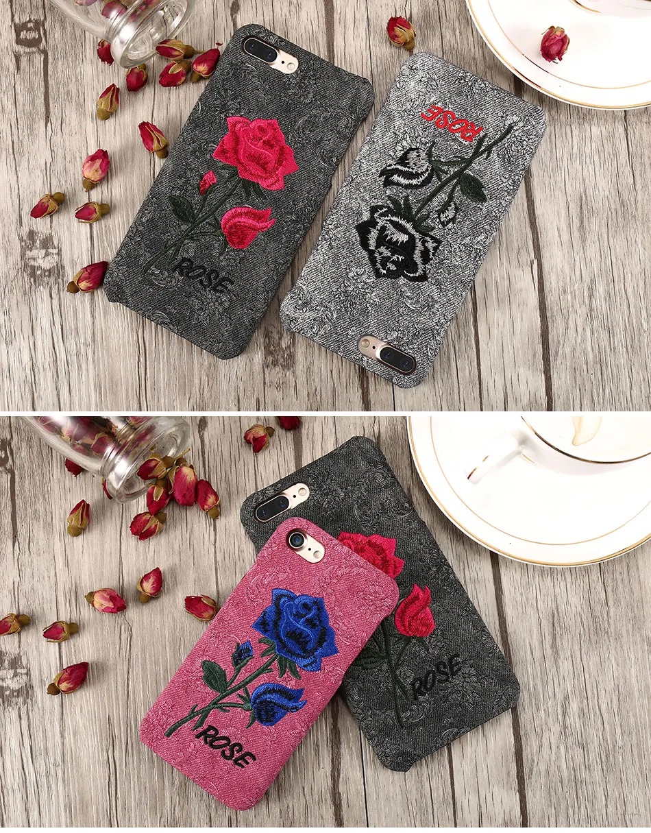 DOEES Vintage Phone Case For iPhone 6 6S 7 Plus Handmade 3D Rose Embroidery Pattern For Samsung Galaxy S8 Plus S7 S6 Edge Cases (10)