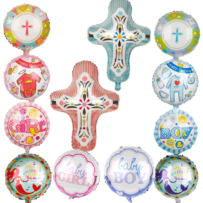 1 шт. пасхальное крестик крещение сувениры Фольга шарики Baby Shower для мальчиков и