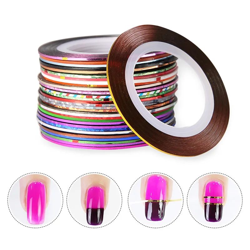 Lacheer 30 цветов Rolls Striping Tape Line Nail Art Наклейки Инструменты Красота украшения для
