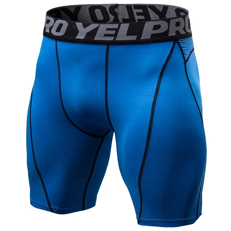 Мужские шорты для бега, трико, брюки, спортивные штаны для фитнеса, бега, спортзала, быстросохнущие спортивные шорты, компрессионное нижнее белье для мальчиков - Цвет: Синий
