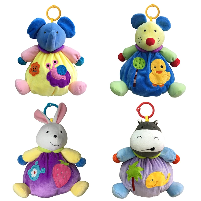 4 styles Animals Baby Plush Toys soft Elephant Calm Doll Towel Baby