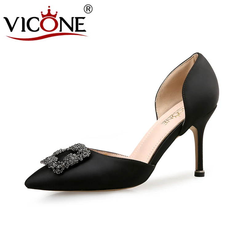 

VICONE Women Summer Dress Party Crystal Pointed Toe Elegant Sweet Fashion Heels V10106